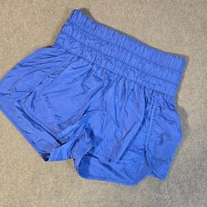 GB Royal Blue High Waisted Smocked Athletic Running Shorts Womens Small Movement